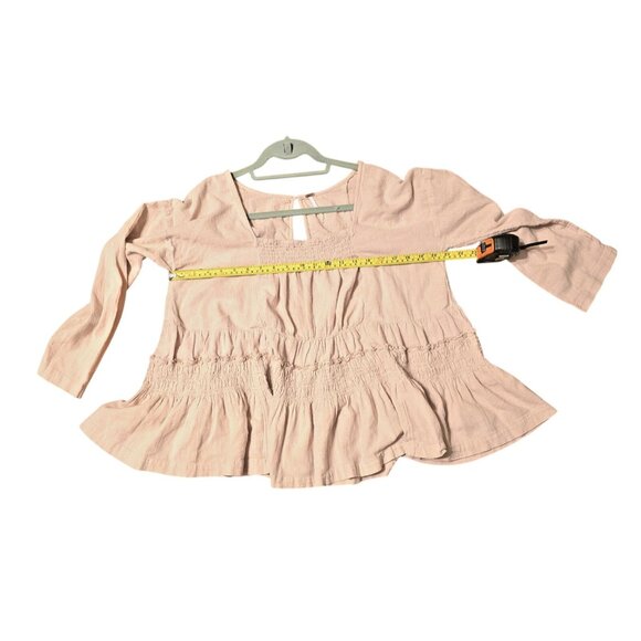 Free People Size M Nyla Top Ethereal Billowy Neutral Ruffle Peplum Lagenlook - Picture 3 of 7